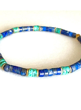 天然牛仔蓝青金石绿松石镀金手链
