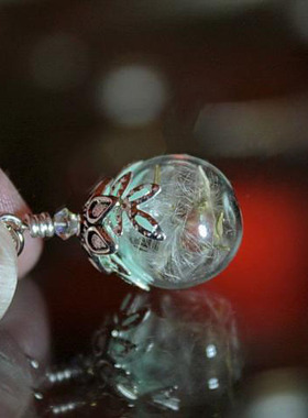 蒲公英种子叶子花托珠帽夜光项链