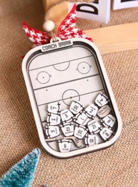 手制球员姓名号码冰球摇铃摆件