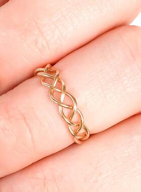 三股圆线编织可调节脚趾环戒指