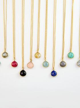 美国代购手作天然小宝石项链