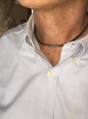 纯银镶嵌磁性扣白兰度男士项链