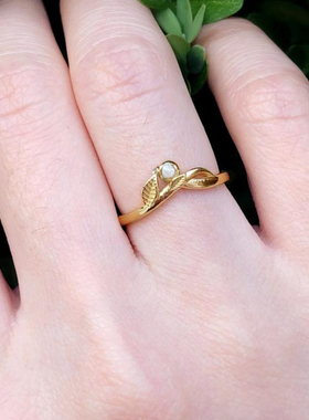 女14K黄金天然原始钻石戒指钻戒