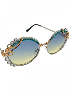 渐变金属绕丝编织音乐节太阳眼镜