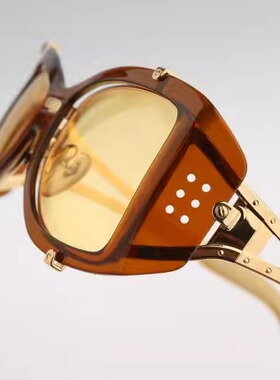 古着蒸汽朋克黄片侧护罩太阳镜