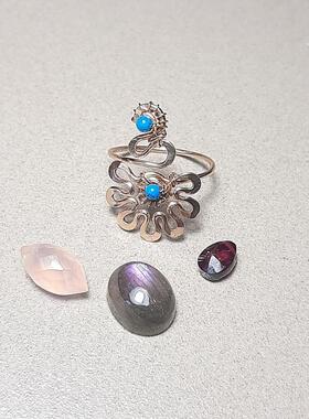 花朵金属丝可调节沙滩脚趾环戒指