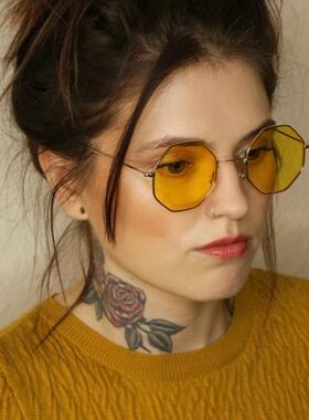 英国古着八边形黄色镜片太阳镜