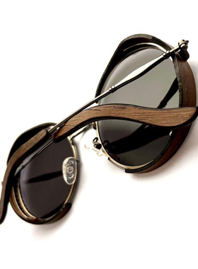 俄罗斯代购复古橡木圆形深灰太阳