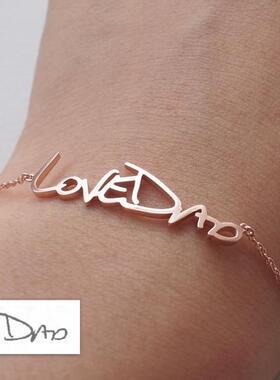 自定义字母情人节纯银镀金手链