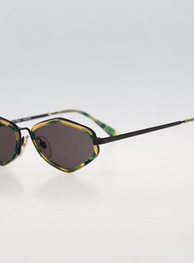 黑色玳瑁色双框六角形太阳眼镜