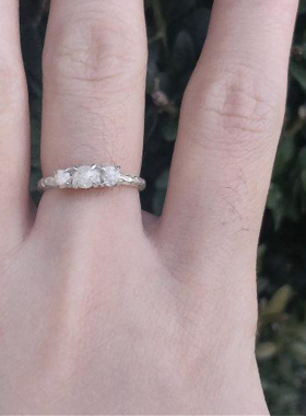 女黄金复古天然钻石戒指镶嵌订婚