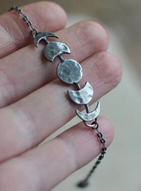 银色月亮女神月相弯月新月手链