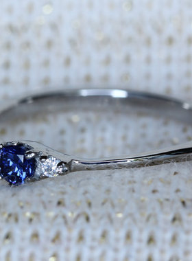 英国代购蓝宝石手工镶嵌订婚戒指