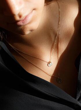 个性字母圆盘金币纯银玫瑰金项链