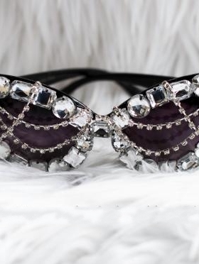glasses㊣手作代购蝶形链条墨镜