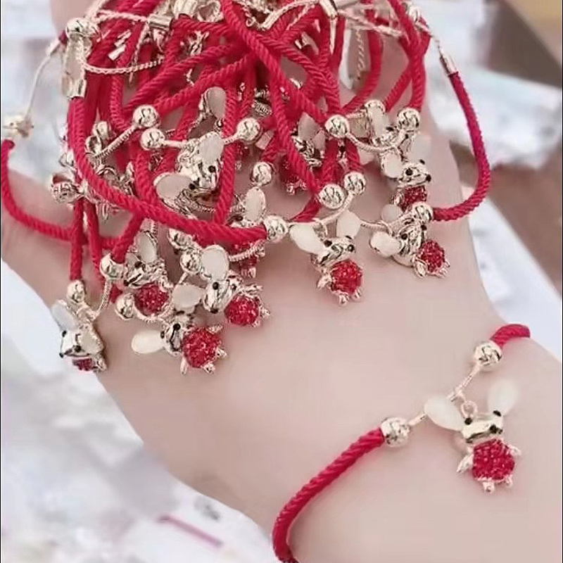 鼠年新年红绳手链女韩版闺蜜本命年小红绳学生简约个姓手工编织绳 鼠年新年红绳手链女韩版闺蜜本命年小红绳学生简约个姓手工编织绳