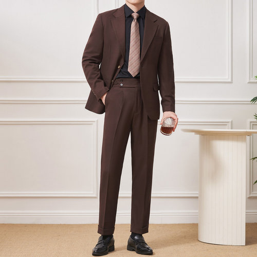 双扣西装结婚礼服新郎西服两件套装男士职业正装商务休闲韩版修身 - 图1