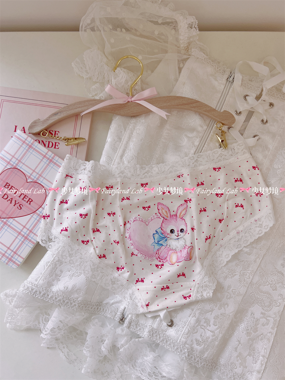 少女梦境*小猫软软*昭和复古法式甜美可爱软妹纯棉蕾丝舒适内裤 - 图3