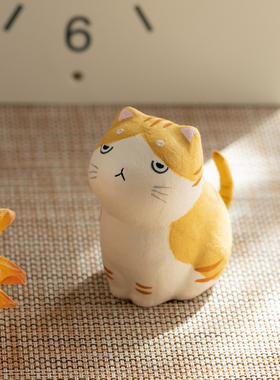 日本制龙虎作布艺招福可爱Boss呆萌猫 创意礼品装饰桌面摆件礼物