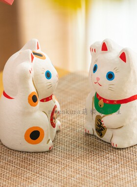 日本高崎一千乃大门屋手工和纸达摩招财猫 开业开运礼物 创意摆件