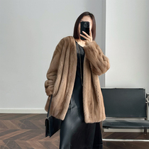 Givers carpenter heart full draw selection of small ferrets full mink leather big coat female whole mink velvet mink fur fur coat grass jacket