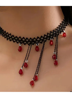 30元包邮暗黑Lolita万圣节吸血鬼玫瑰蕾丝项链哥特颈链chocker