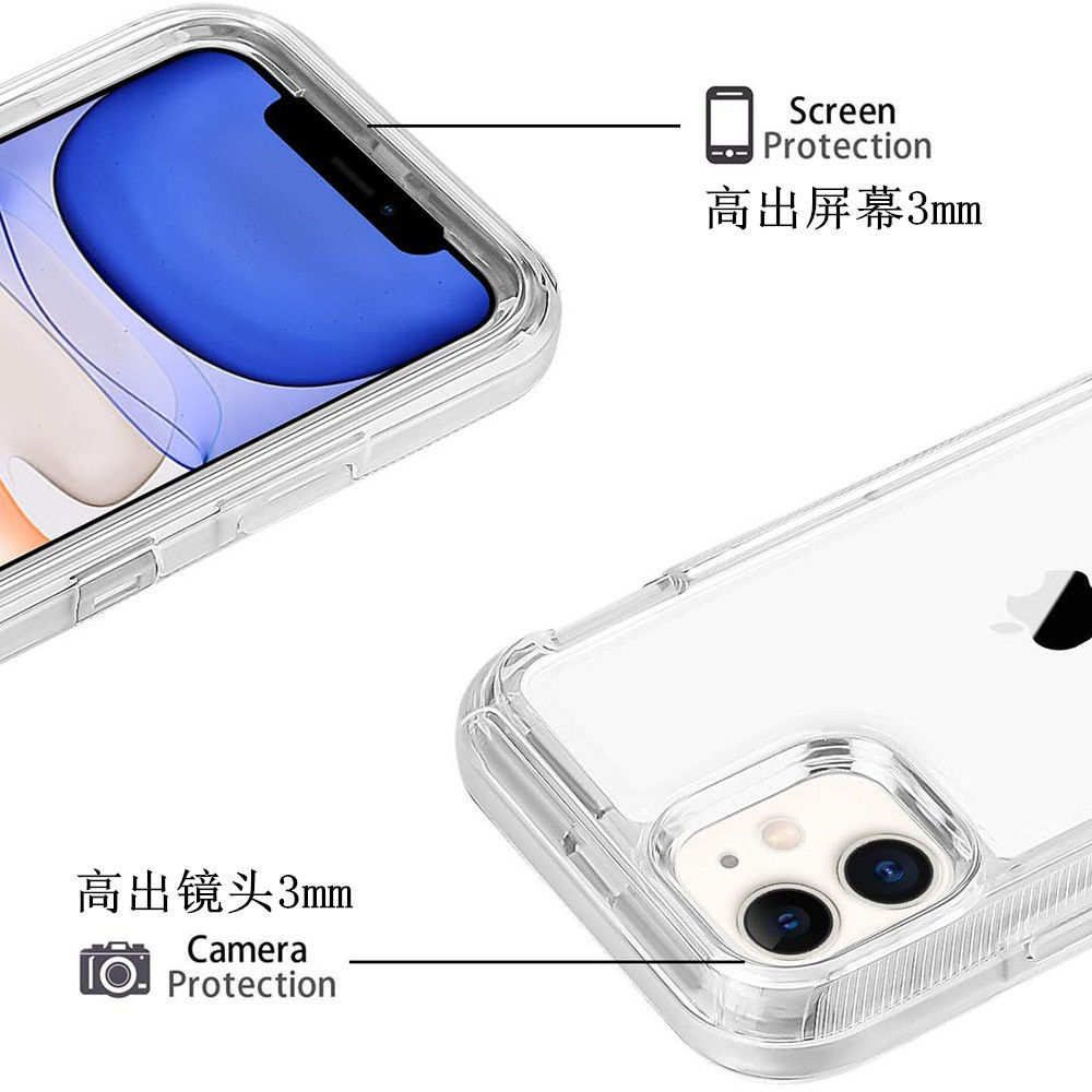 透明加厚手机壳适用苹果12三合一全包防摔壳iPhone11ProMax全包XR软胶XSMAX盔甲14外壳户外7P/8plus保护套13 - 图2