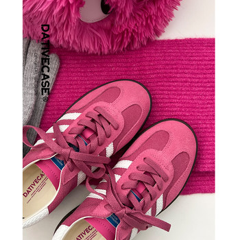 Strawberry Bear~2024 Spring and Summer New Retro Pink Moral Shoes Korean Style Casual Leather Forrest Shoes