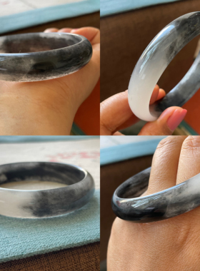 灵玥美玉新疆地产天然金丝玉水墨画手镯青花玉手镯文艺复古