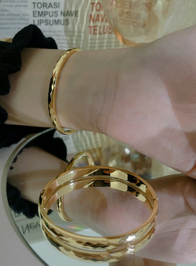 棱形纹手镯女不掉色高级感