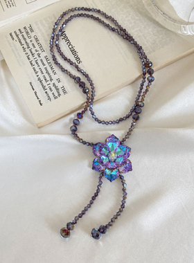 时尚百搭紫色水晶项链