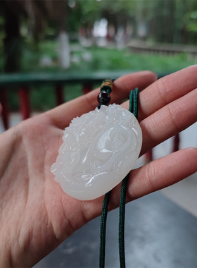 心玉行青白貔貅龙凤吊坠男女项链