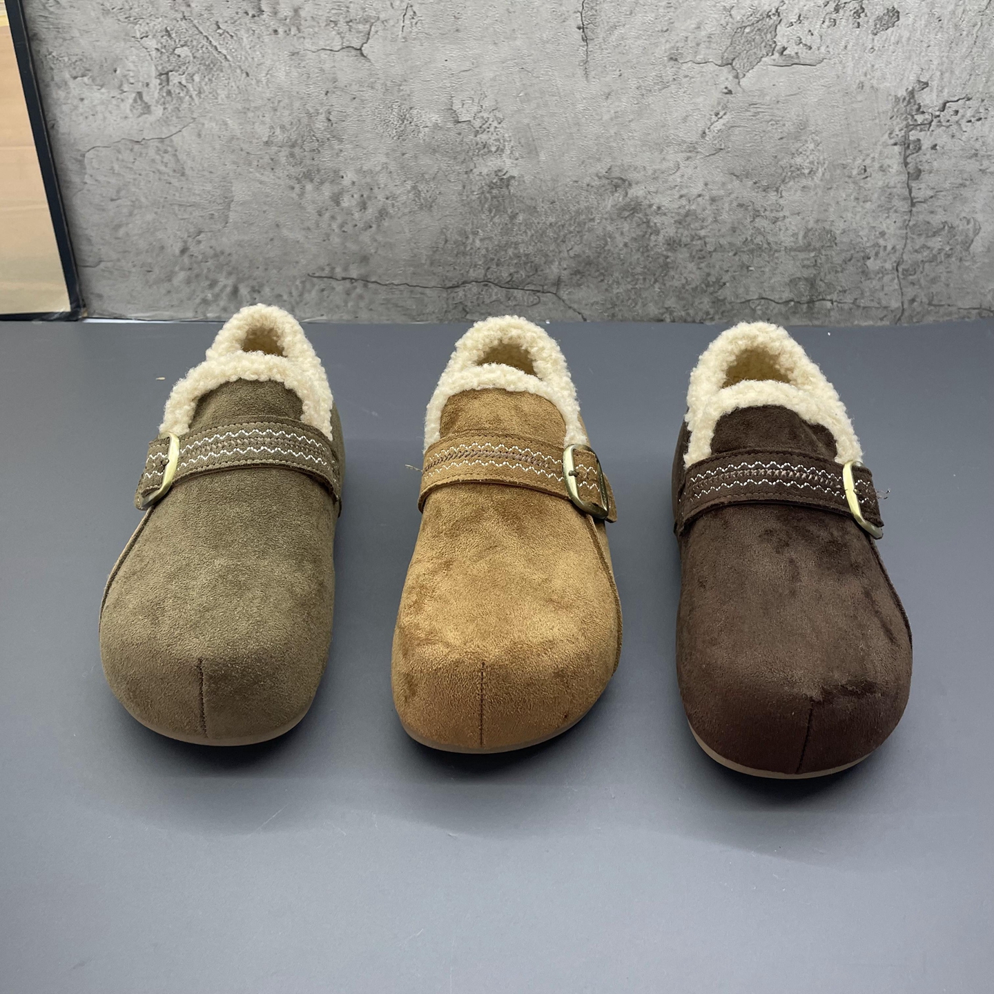 厚底内增高加绒保暖全包勃肯鞋女2025新款冬保暖毛毛口雪地靴棉鞋 - 图0