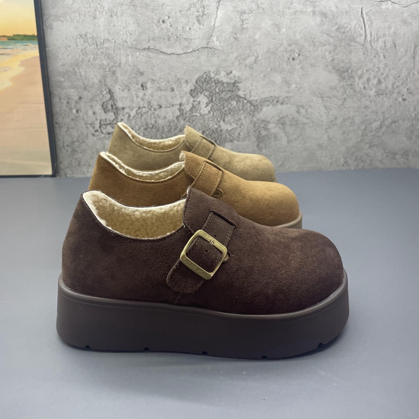 2025冬季新款加绒保暖勃肯鞋女厚底复古外穿博肯鞋绒面舒适女棉鞋,淘宝优惠券,粉丝福利购,淘宝优惠卷