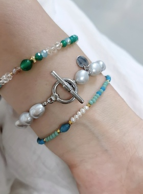 多巴胺祖母绿色水晶手链祖母绿色