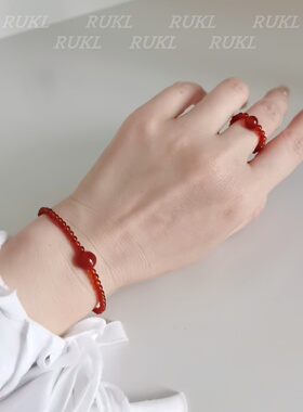 车厘子红玛瑙串珠戒指