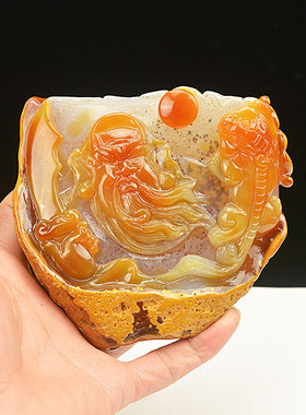 天然玛瑙原石雕关公收藏观赏摆件