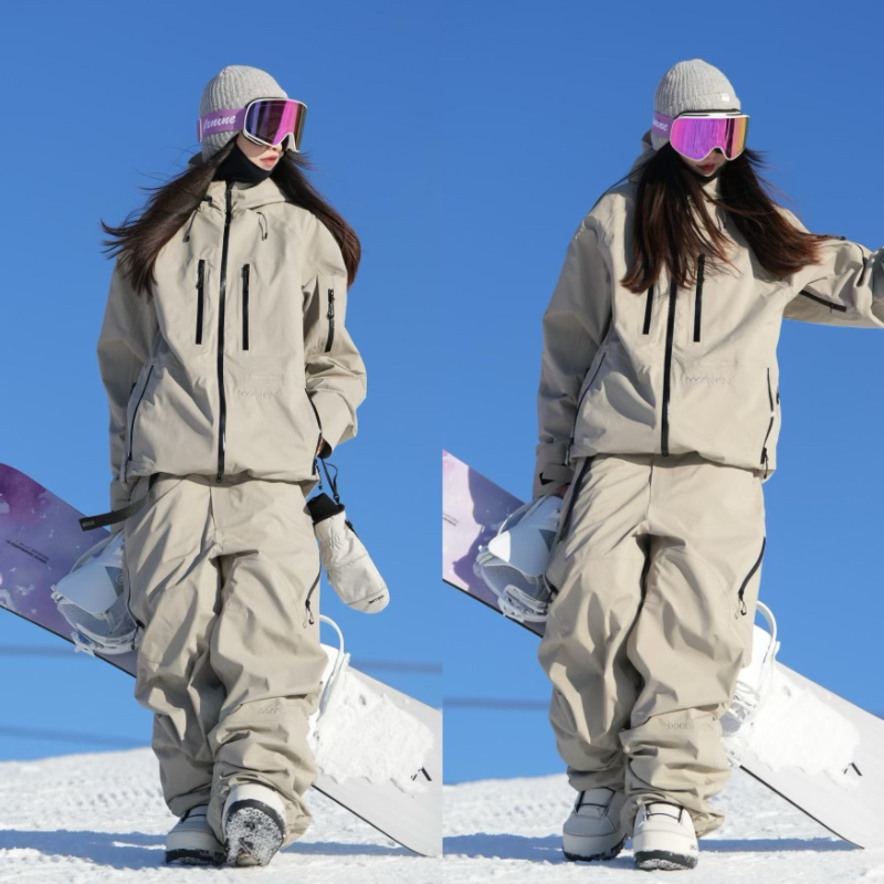 DOCESHEN全压胶3L防水防风加棉加厚连帽滑雪服套装单板双板 - 图3