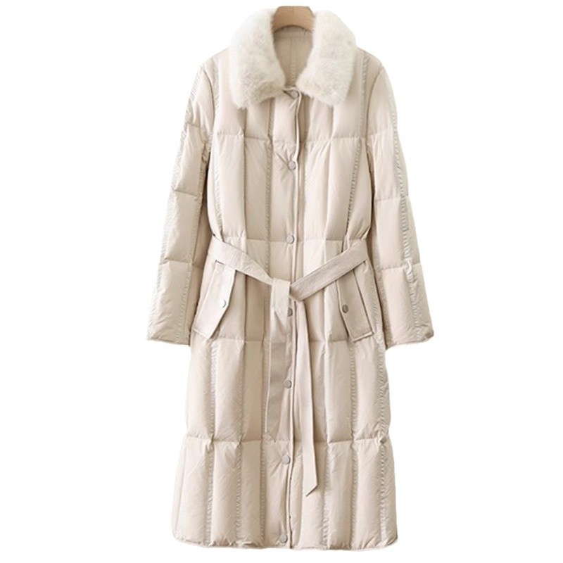 高端95鹅绒服 獭兔毛领长款过膝羽绒服 平湖女装2025冬季新款 - 图3