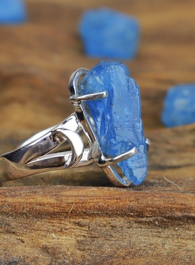 磷灰石原矿纯银戒指嬉皮ins瑜伽