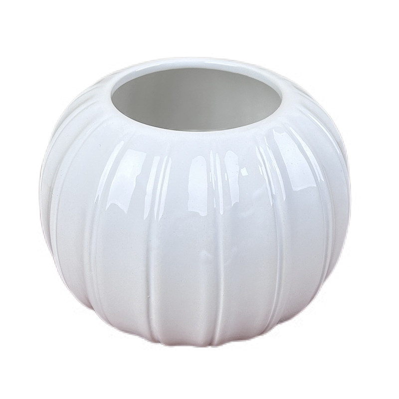 大号南瓜花瓶条纹花瓶裙摆陶瓷白色花瓶客厅插花假花摆件欧式现代,淘宝优惠券,粉丝福利购,淘宝优惠卷