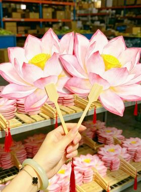 荷花团扇古风单面高级扇子家用便携随身携带2026新款凉快手摇蒲扇