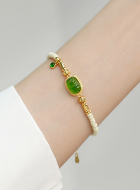 绿色小貔貅手链女小众简约设计轻奢复古手串精致爆款个性百搭手饰
