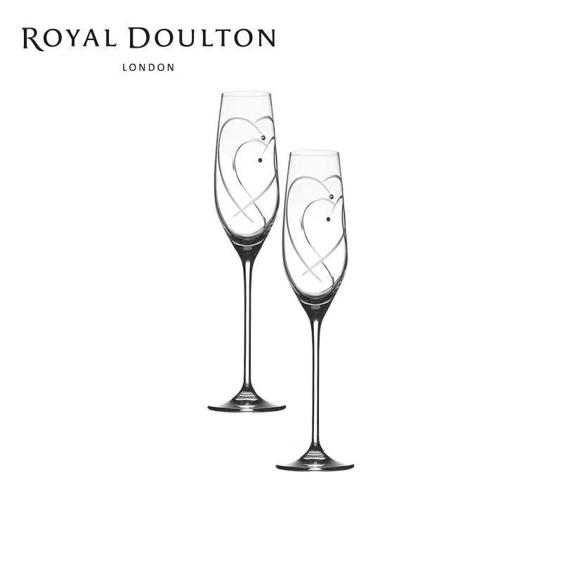 现货RoyalDoulton皇家道尔顿约定系列酒杯水晶玻璃香槟杯结婚礼盒 - 图1