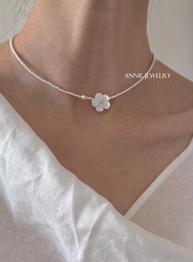 AnnieJewelry白蝶贝花朵珍珠项链