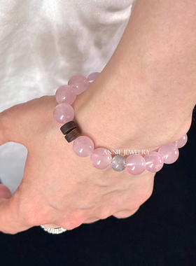 AnnieJewelry粉水晶串珠弹力手链