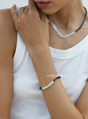 AnnieJewelry黑玛瑙多层链条手链