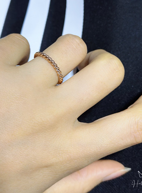 麻花戒指女个性简约钛钢食指戒子