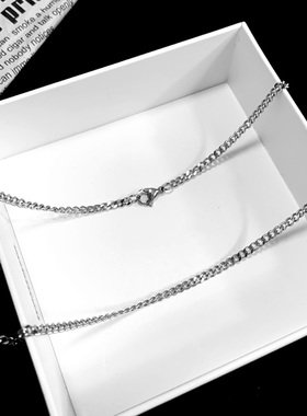 钛钢扁蛇骨链男女银色项链不掉色