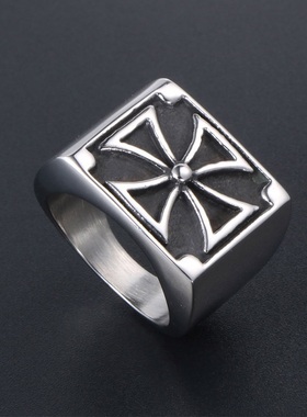 欧美十字架钛钢男士戒指男生指环